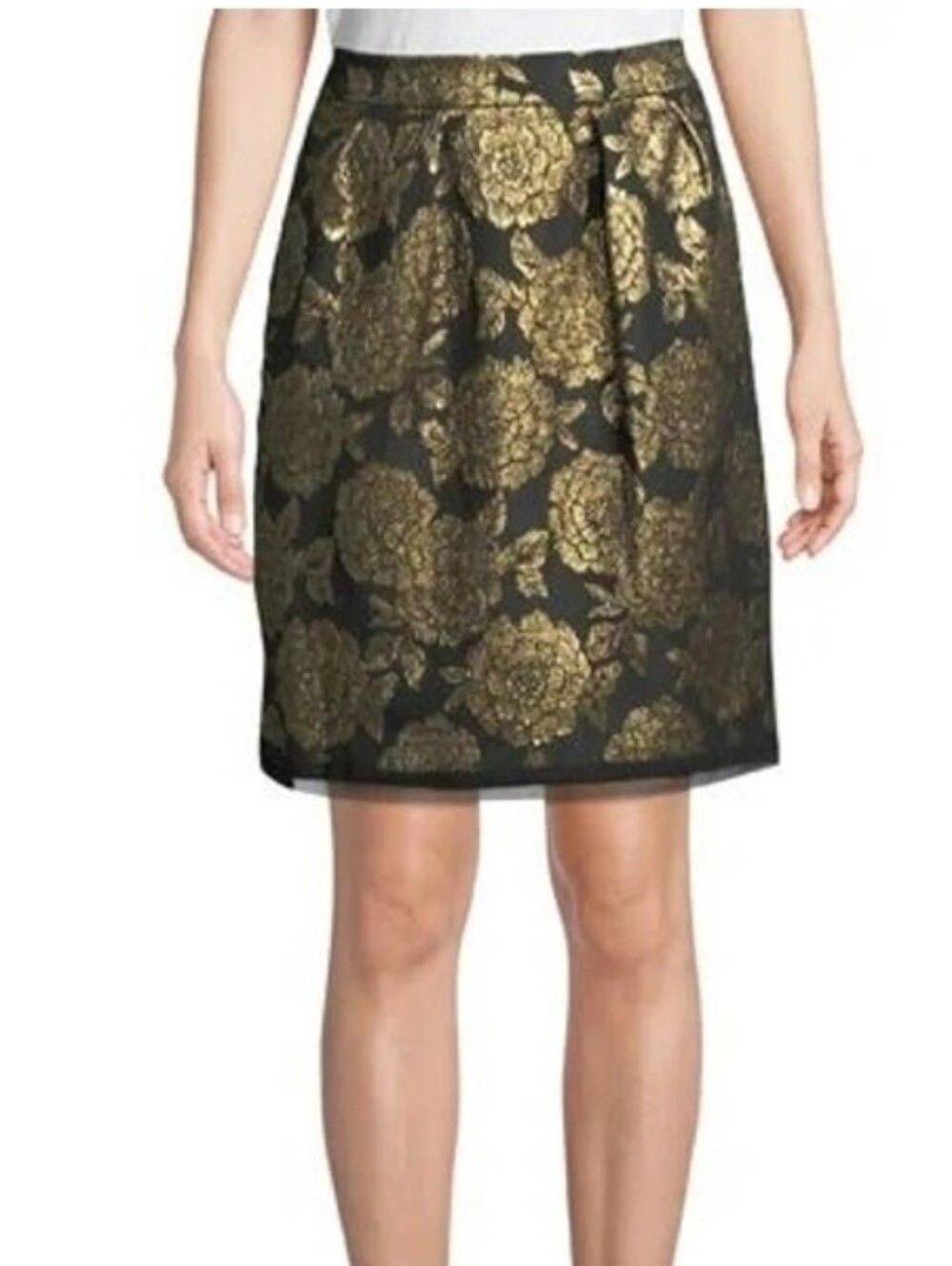 Nanette Lepore Black Mini Skirt With Gold Flowers Size 8 NWT